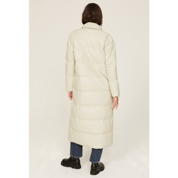 SOMETHING NAVY Faux Leather White Puffer Winter Coat Button Up Jacket-flawed - Picture 3 of 15